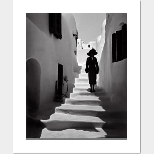 Sunny Day in Santorini Greece 1900s Retro Film Photography Posters and Art